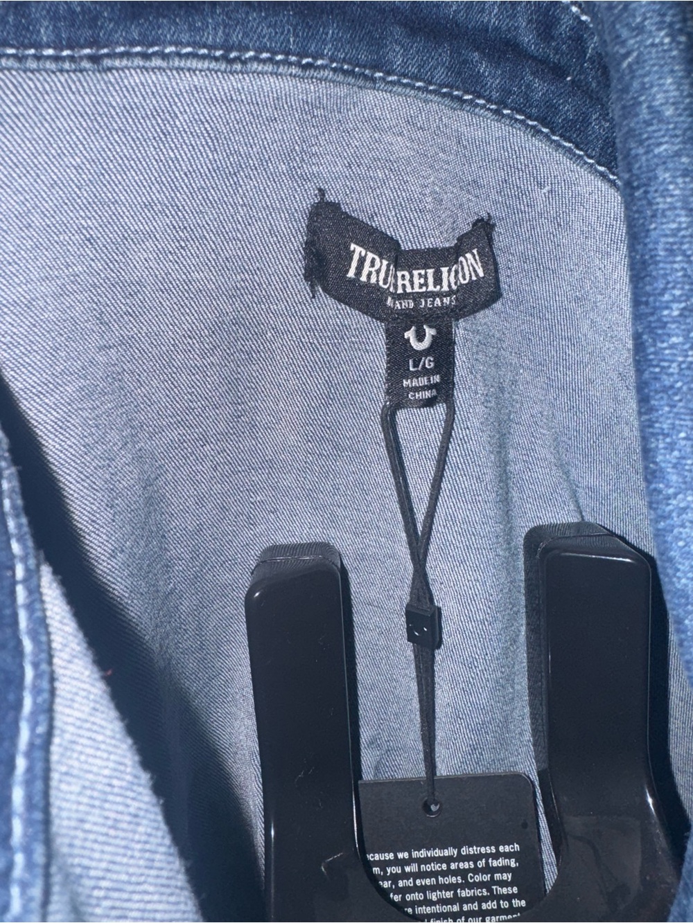 True Religion Brand Jeans Back Graphic Denim Button-Down Shirt NWT - Picture 2 of 6